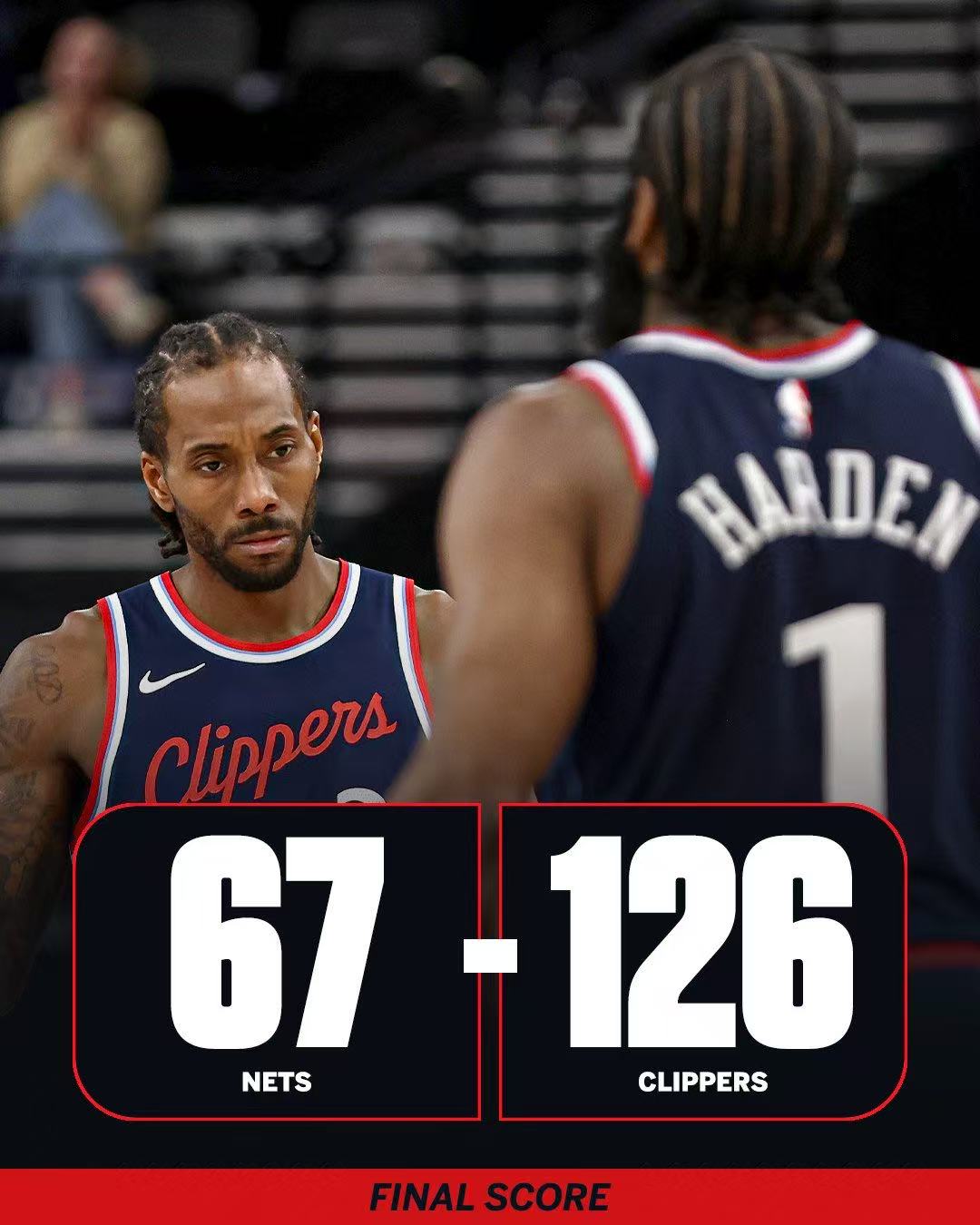 快船队遭遇失利，负于篮网队